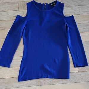 INC Blue Cold Shoulder Top
